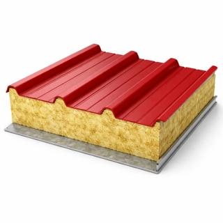 نمای سهبعدی ساندویچ پانل سقفی با ورق گالوانیزه رنگی و عایق حرارتی میانی